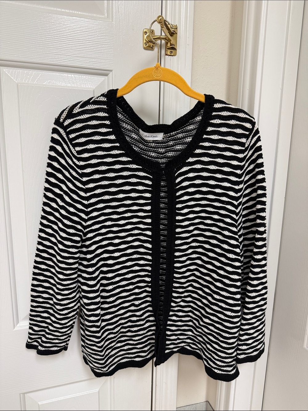 Calvin Kline black and white strip cardigan